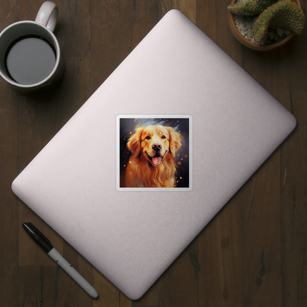 Golden Retriever Energy Watercolor Puppy Eyes for Dog Lovers by Elysian Alcove